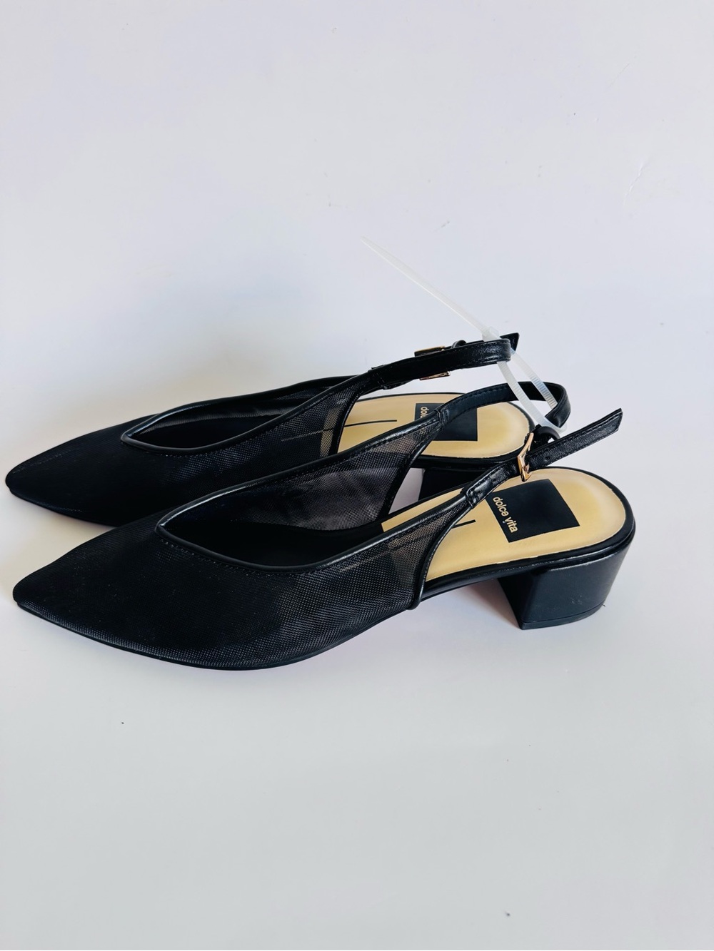 Dolce Vita Black Pointed Slingback Low Block Heels